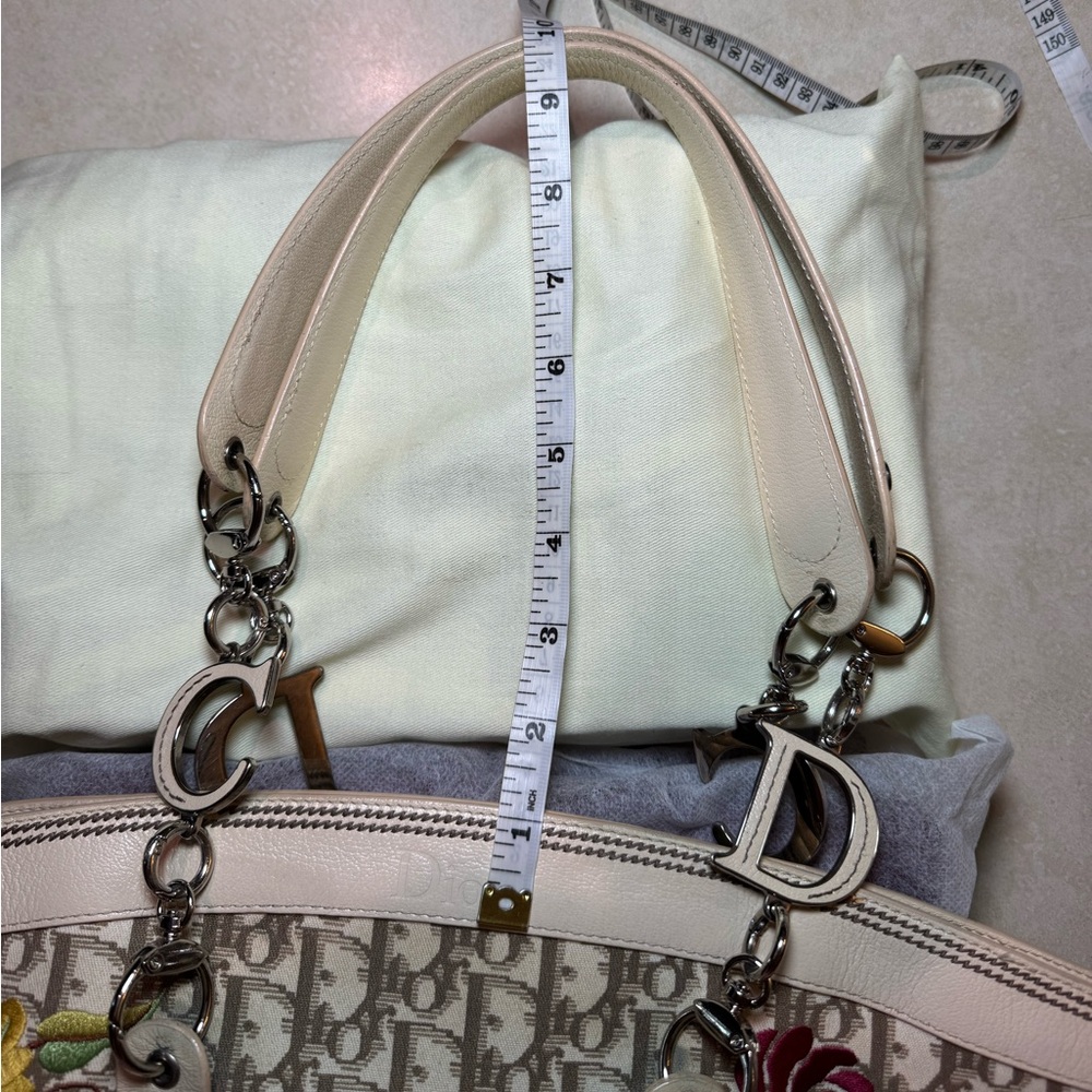 Vtg Authentic Christian Dior Troter Embroidered Diorissimo Canvas Tote Bag - Picture 11 of 16